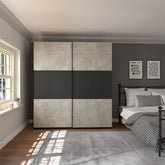 Portvelle Stone Effect Grey and Graphite Decor Sliding Door Wardrobe - Pendle Village Furniture
