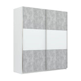 Portvelle Stone Effect Grey and White Decor Sliding Door Wardrobe - Pendle Village Furniture