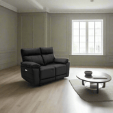 Positano Black Leather 2 Seater Electric Recliner Sofa - Pendle Village Furniture