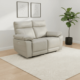Positano Light Grey Leather 2 Seater Electric Recliner Sofa