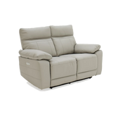 Positano Light Grey Leather 2 Seater Electric Recliner Sofa - Pendle Village Furniture