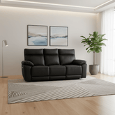 Positano Black Leather 3 Seater Electric Recliner Sofa