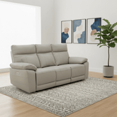 Positano Light Grey Leather 3 Seater Electric Recliner Sofa