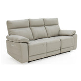 Positano Light Grey Leather 3 Seater Electric Recliner Sofa - Pendle Village Furniture