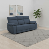 Positano Indigo Leather 3 Seater Electric Recliner Sofa