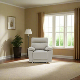 Positano Light Grey Leather Electric Recliner Chair - Pendle Village Furniture