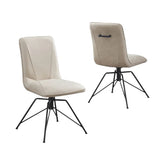 Arachnos Swivel Cream Dining Chairs with black Metal Legs and Pull Out handle