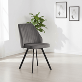 Federic Dark Grey Velvet Set of 4 Dining Chairs