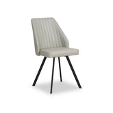 Federic Light Grey Leather Set of 4 Dining Chairs - Pendle Village Furniture