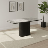 Blakely High Gloss Light Grey Marble Effect Ceramic Dining Table