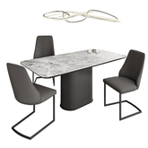 Blakely Grey Ceramic Dining Table and 6 Chairs Set - Pendle Village Furniture