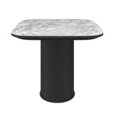 Blakely High Gloss Light Grey Marble Effect Ceramic Side Table - Pendle Village Furniture