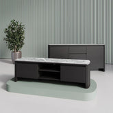 Blakely Large TV - Unit with Light Grey Ceramic Top - Pendle Village Furniture