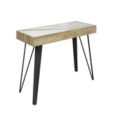 Ragnor White Ceramic & Wooden Frame Console Table - Pendle Village Furniture