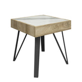 Ragnor White Ceramic & Wooden Frame Side Table - Pendle Village Furniture