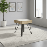 Ragnor White Ceramic & Wooden Frame Side Table