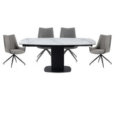 Ramada Swivel Extension Dining Table with 4 Dune Swivel Dining Chairs - Pendle Village Furniture
