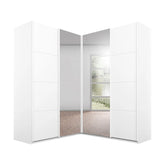 Lema Decor White 4 Door Sliding Corner Wardrobe - Pendle Village Furniture