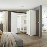 Lema Decor White 4 Door Sliding Corner Wardrobe - Pendle Village Furniture