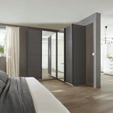 Lema Metallic Grey Corner Sliding Wardrobe - Pendle Village Furniture