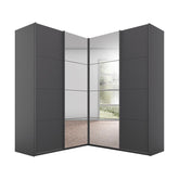 Lema Metallic Grey Corner Sliding Wardrobe - Pendle Village Furniture