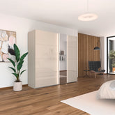 Rauch Champagne Perth Sliding Door Wardrobe with Mirror - Pendle Village Furniture