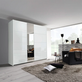 Rauch Perth White Glass Sliding Door Wardrobe - Pendle Village Furniture