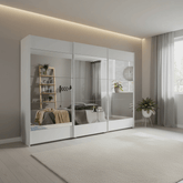 Mali Silk Grey 3 Sliding Door 271cm Wide Wardrobe with Mirror
