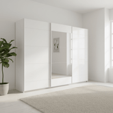 Mali 3 Sliding door Wardrobe with Mirror - White