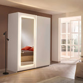 Arezzo Alpine White 2 Door Sliding Wardrobe With integrated LED Lighting - Pendle Village Furniture