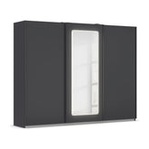 Arezzo Graphite 3 Door Sliding Wardrobe With Integrated LED Lighting - Pendle Village Furniture