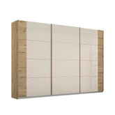 Artemis Oak & Champagne Glass 3 Door Sliding Wardrobe - W271cm - Pendle Village Furniture
