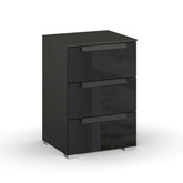 Rauch Perth 3 Drawer Basalt Glass Bedside Table - Pendle Village Furniture