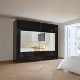Rauch Basalt Glass Rio 181cm 2 Door Sliding Wardrobe - Pendle Village Furniture