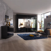 Rauch Basalt Glass Rio 226cm 2 Door Sliding Wardrobe - Pendle Village Furniture