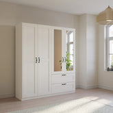 Rauch Cottage 181cm White 4 Door Wardrobe with Drawers - Pendle Village Furniture