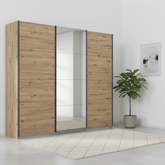 Rauch Forms Artisan Oak & Mirror 3 Door Sliding Wardrobe