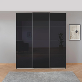Rauch Forms Black Sliding Door Wardrobe with Shelves - Free Assembly - Pendle Village Furniture