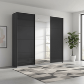 Rauch Forms Black Glass 3 Door Sliding Wardrobe with Mirror