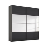 Rauch Forms Basalt Glass 2 Door Sliding Wardrobe with Mirror - Pendle Village Furniture