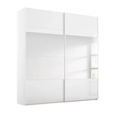 Rauch Forms White Glass 2 Door Sliding Wardrobe with Mirror - Pendle Village Furniture
