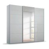 Rauch Forms Silk Grey Glass 3 Door Sliding Wardrobe with Mirror - Pendle Village Furniture