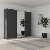 Rauch Forms Metallic Grey & Mirror 3 Door Sliding Wardrobe - Pendle Village Furniture