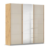Rauch Forms Oak & Champagne Glass 3 Door Sliding Wardrobe - Pendle Village Furniture