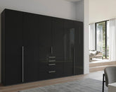 Frans 300cm Glass 6 Door Wardrobe With Drawers - Pendle Village Furniture