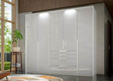 Frans 250cm Glass 5 Door Wardrobe With Drawers - Pendle Village Furniture