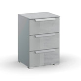 Rauch Perth 3 Drawer Silk Grey Glass Bedside Table - Pendle Village Furniture