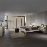 Larisa 301cm Champagne & Atlantic Oak Hinged 6 Door Wardrobe - Pendle Village Furniture