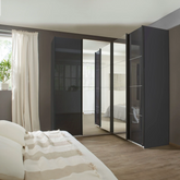 Rauch Lema 4 Door Sliding Corner Wardrobe - Basalt Glass - Pendle Village Furniture