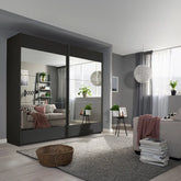 Mali Graphite & Mirror Sliding Door Wardrobe - Pendle Village Furniture